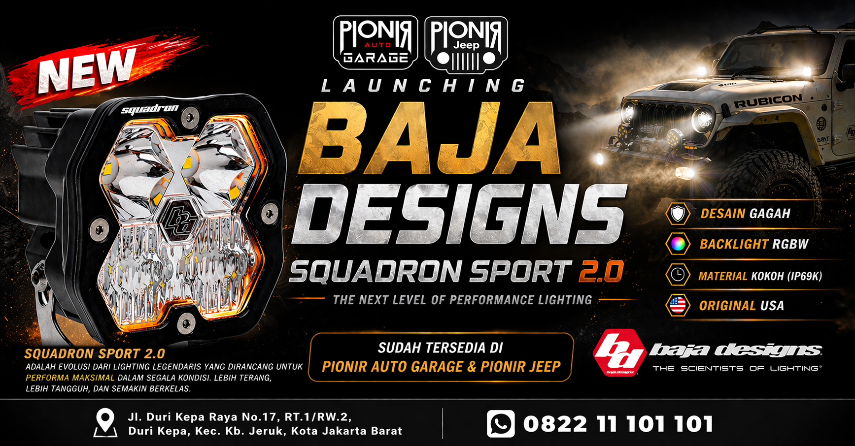 Launching Baja Designs Squadron Sport 2.0 di Pionir Jeep