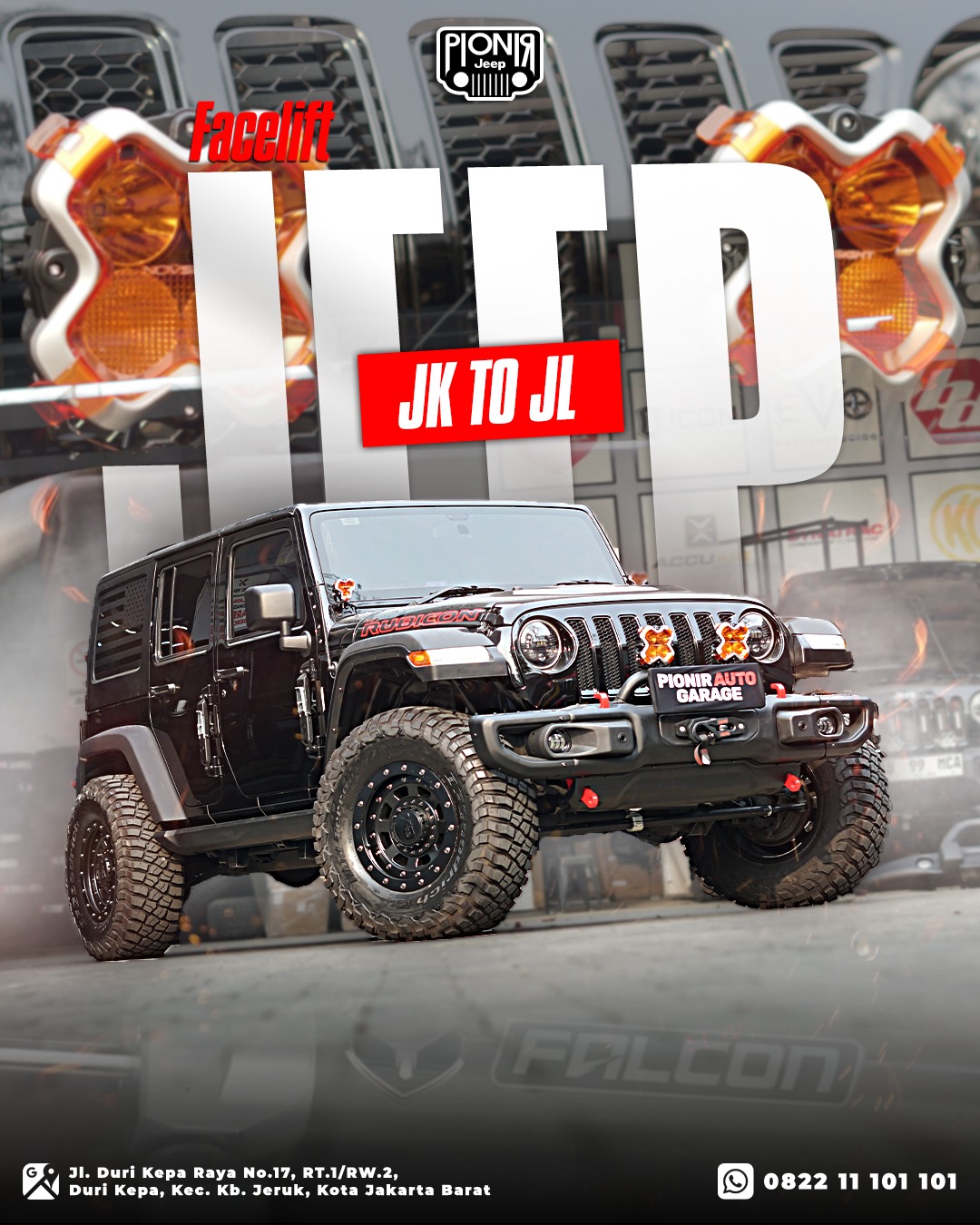 Modifikasi Jeep JK ke JL Hitam Depan