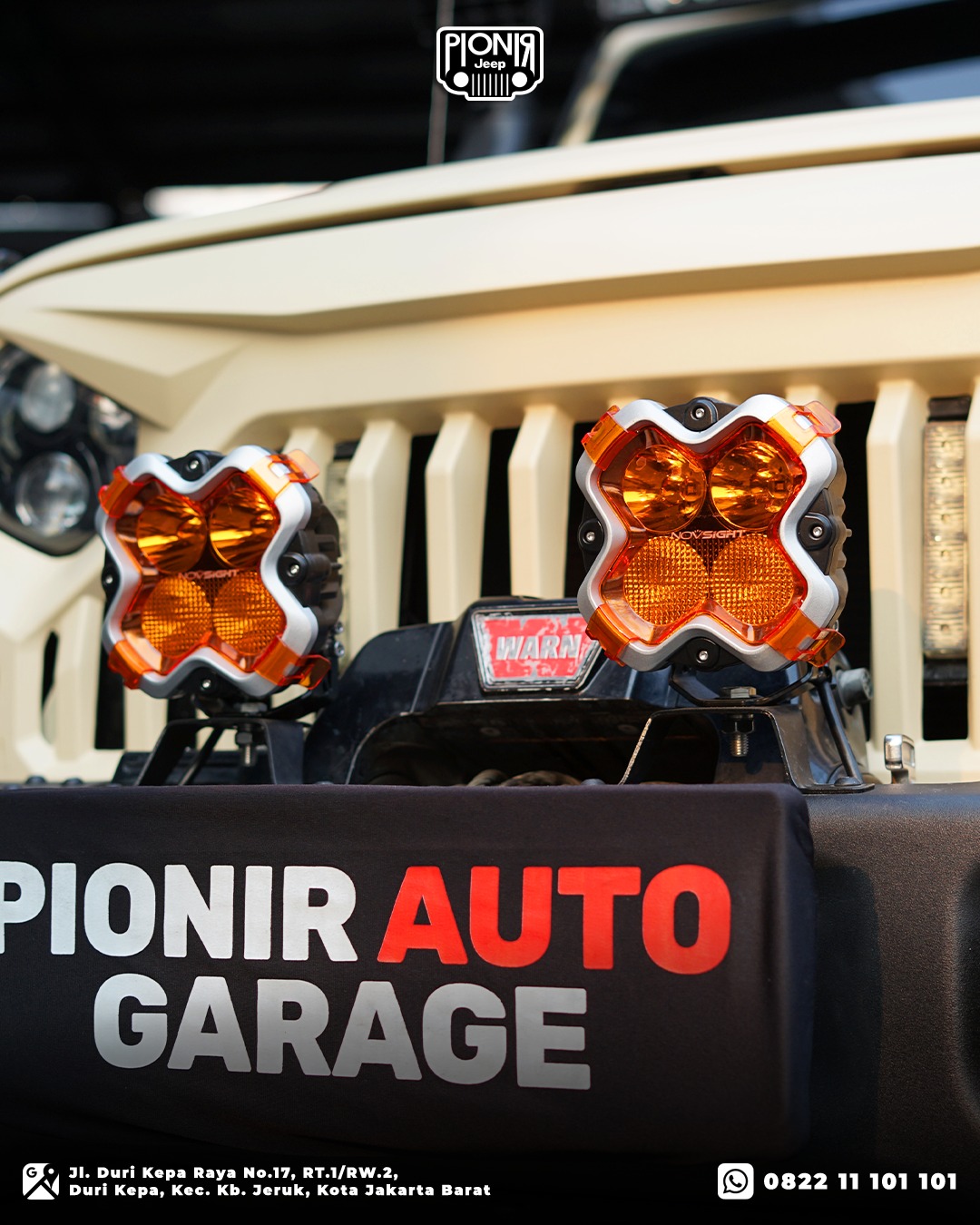 Detail Lampu Novsight Halo Series 6 Inch di Atas Bemper Depan