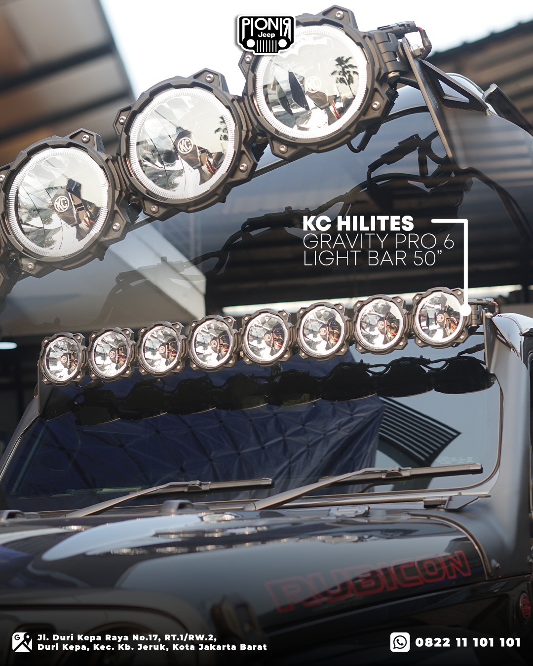 Modifikasi lampu kc hilites gravity pro light bar 50 inch pionir jeep pada jeep gladiator jt