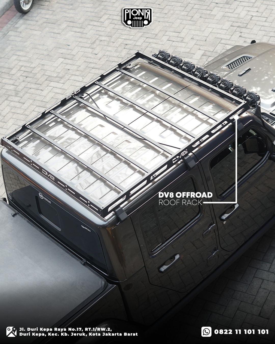Variasi roof rack atas dv8 offroad pionir jeep pada jeep gladiator jt