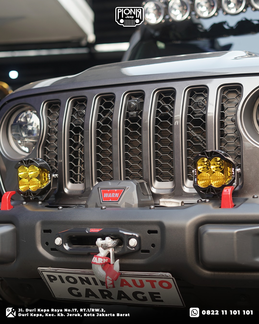 Aksesoris lampu tembak kuning baja designs lp4 amber lens original usa bumper depan besi baja mopar 10th anniversary pionir jeep pada jeep gladiator jt