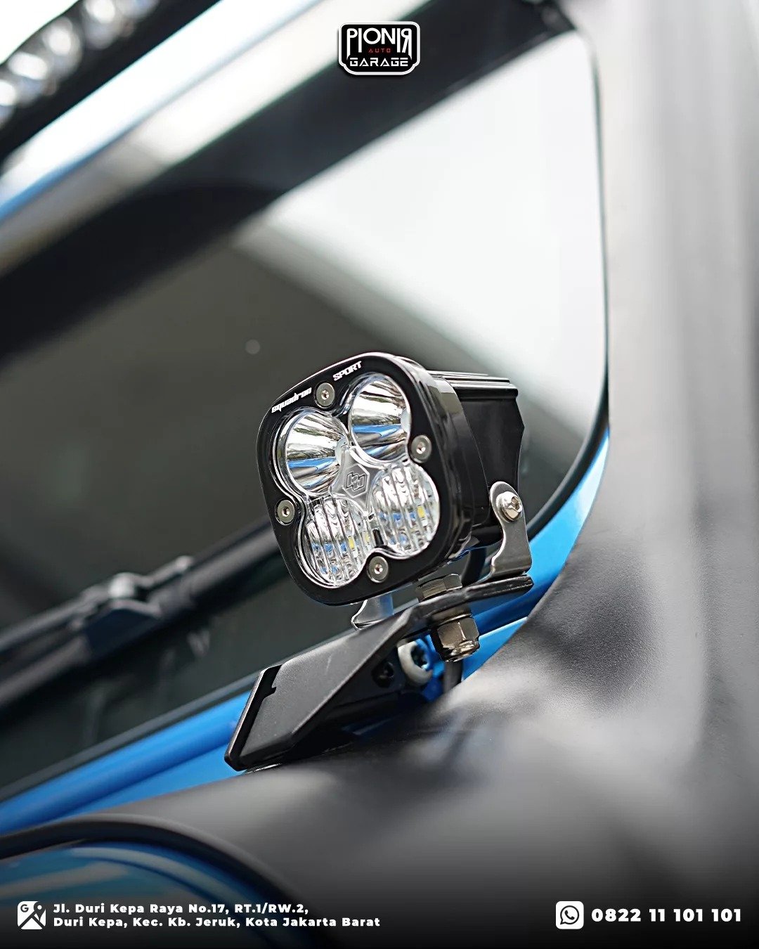 Modifikasi lampu pilar A Baja Designs Squadron Sport Jeep Rubicon JL