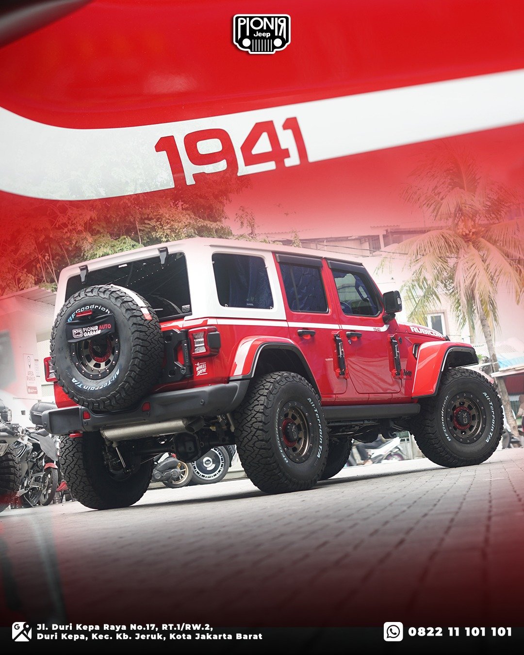 Aksesoris Grafis 1941 Dan Tire Carrier Teraflex Alpha HD Jeep Wrangler Rubicon JL Whitecap Edition 2026 PIONIR JEEP