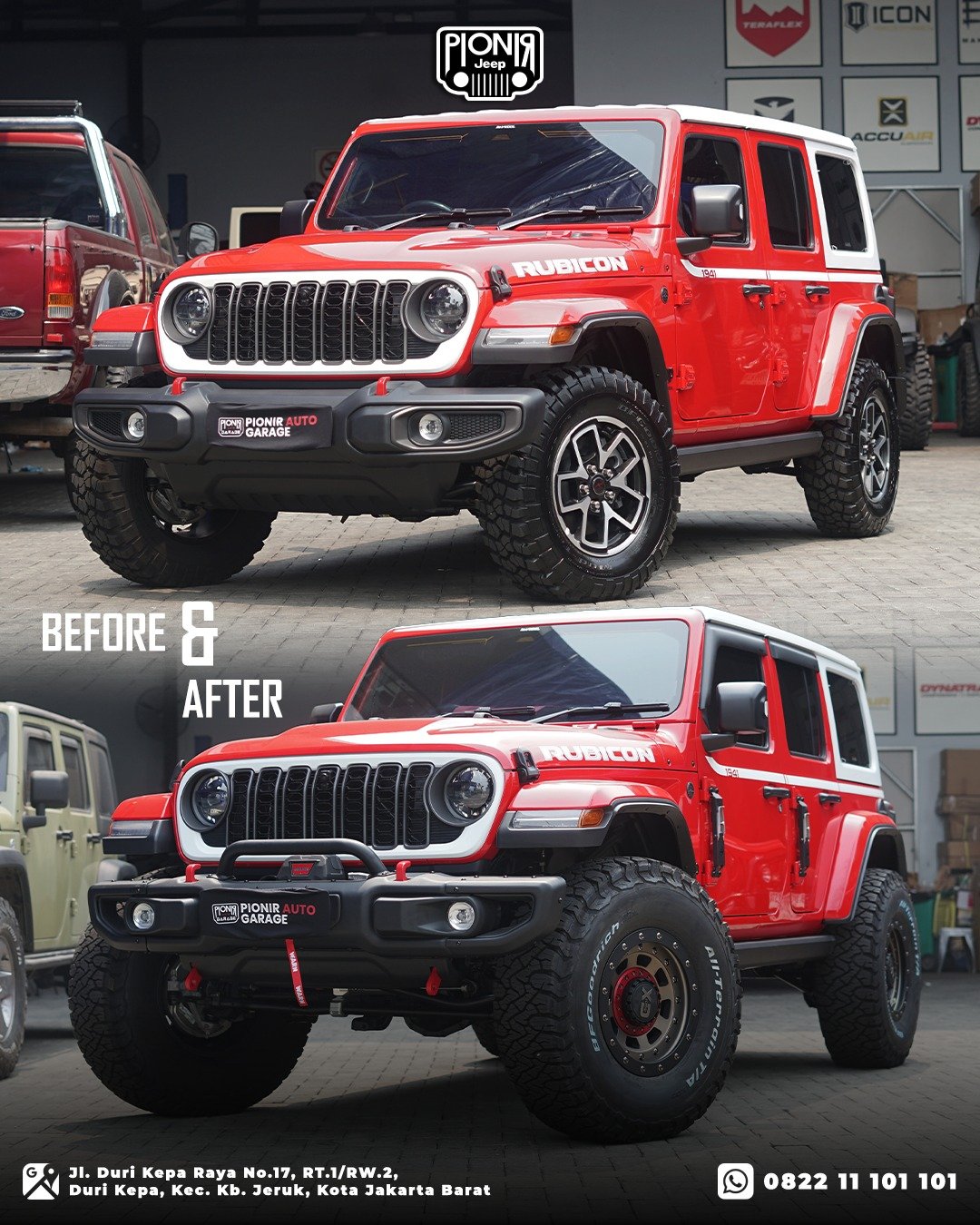 PIONIR JEEP Variasi Before After Modifikasi Full Eksterior Jeep Wrangler Rubicon JL Whitecap Edition 2026