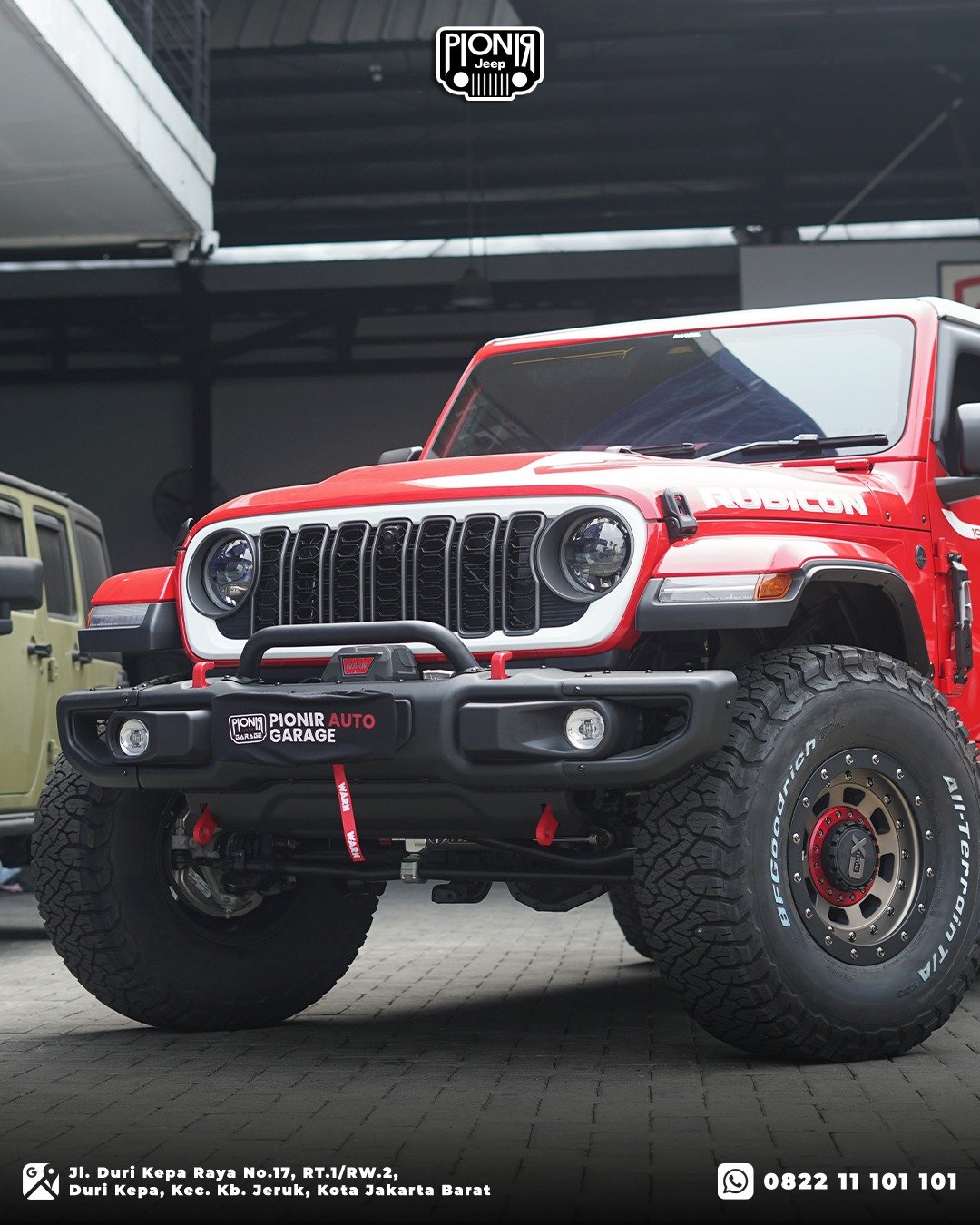 Modifikasi Bemper Depan Anniversary Besi Baja Dan Winch Warn VR EVO 8 Jeep Wrangler Rubicon JL Whitecap Edition 2026 PIONIR JEEP