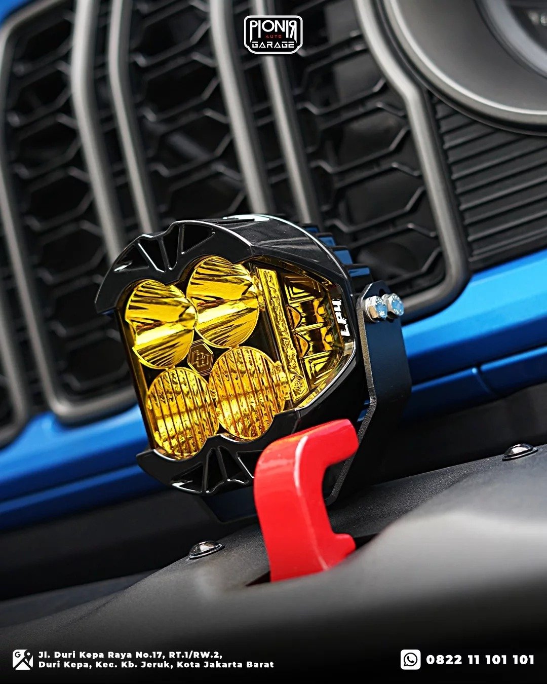 Variasi detail lampu spot Baja Designs LP4 Amber Jeep Rubicon JL